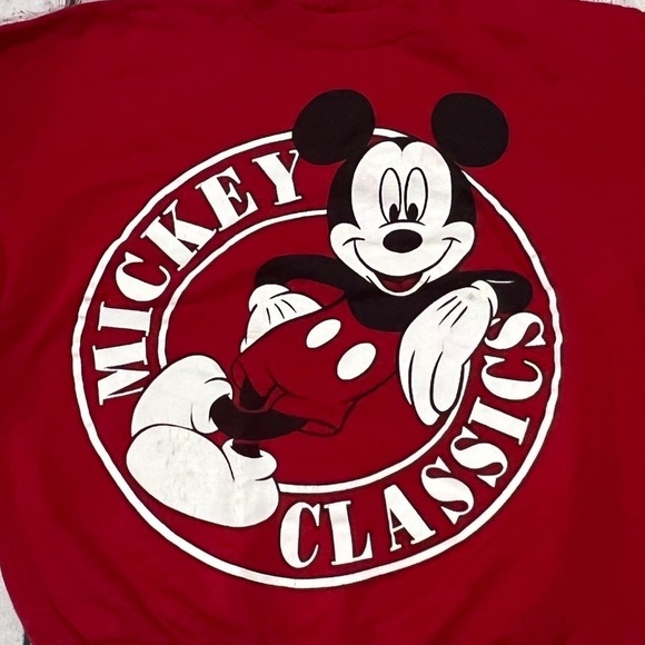Mickey Mouse Vintage Classic Disney World Cartoon Red 90s Crewneck Sweatshirt - Picture 2 of 5
